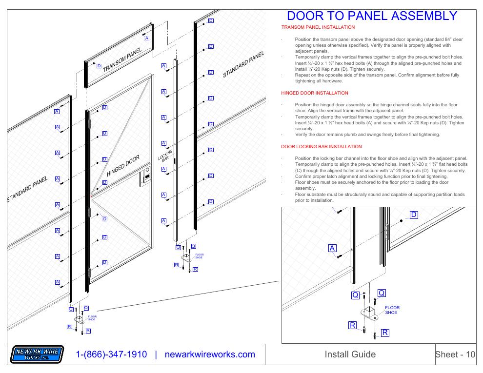 MaxGuard installation drawing showing a hinged door and adjacent panels