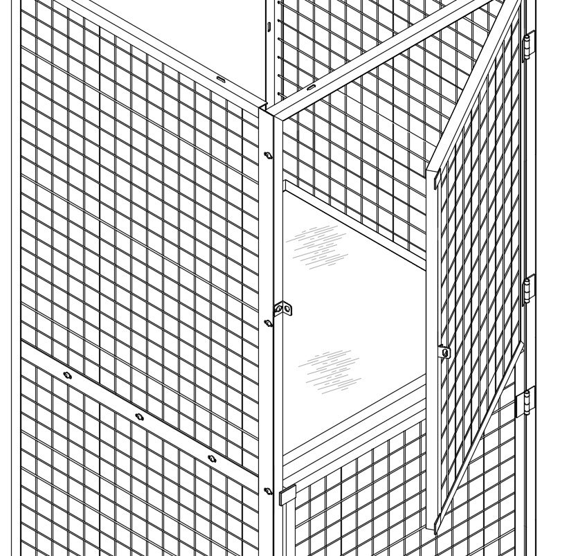 Detail of the horizontal mid-shelf separating stacked locker compartments